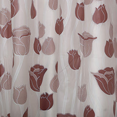 Kuber Industries Floral Design PVC Shower Curtain with Hooks - 54"x84", Brown