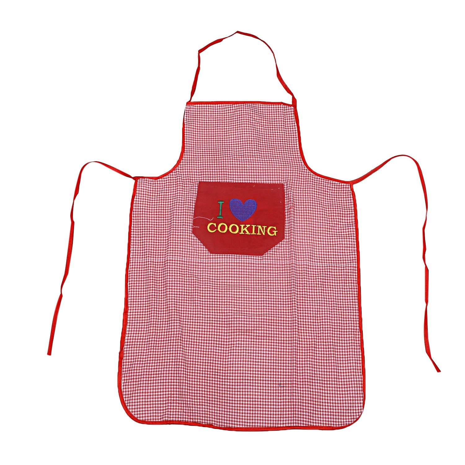 Kuber Industries Apron For Men And Woman|Waterproof Apron For Kitchen|Designer Front Pocket|RED