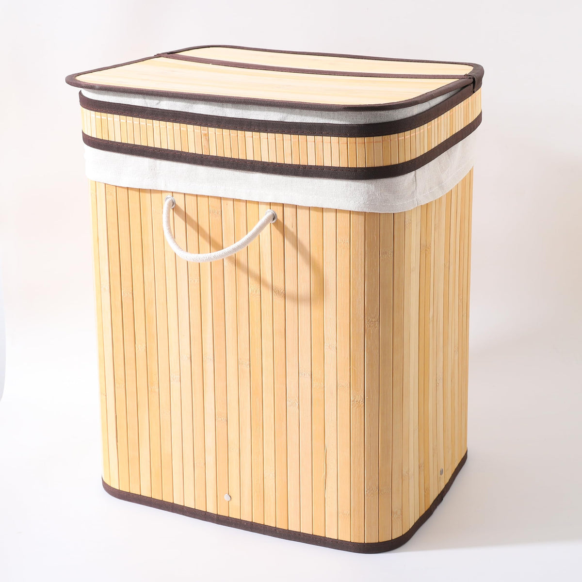 Homestic Laundry Basket | Bamboo Cloth Laundry Basket | Laundry Basket for Clothes-Toys | Laundry Basket Hamper with Lid | Foldable & Durable | SPYLH998 | 90 LTR | Brown