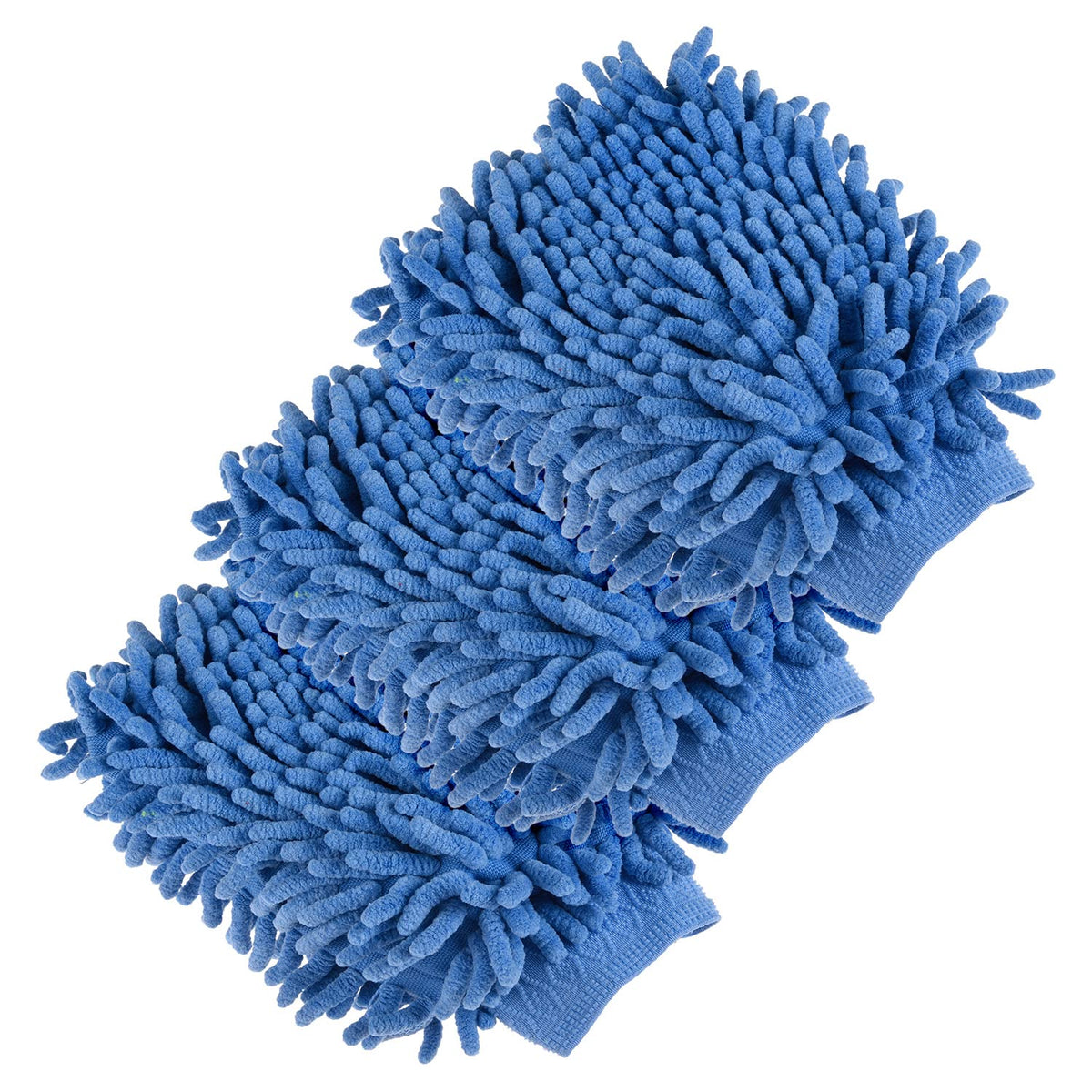Kuber Industries Chenille Mitts|Microfiber Cleaning Gloves|Inside Waterproof Cloth Gloves|100 Gram Weighted Hand Duster|Chenille Gloves for Car|Glass|Pack of 3 (Blue)