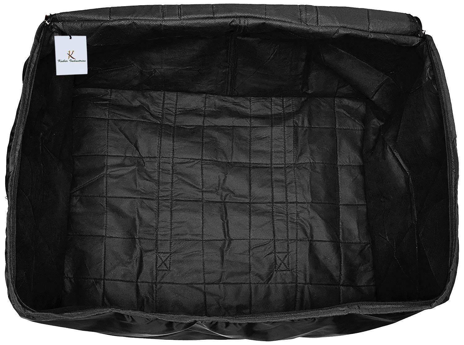 Kuber Industries Parachute Big Underbed Moisture Proof Storage Bag with ZippeBlack Closure and Handle, Black