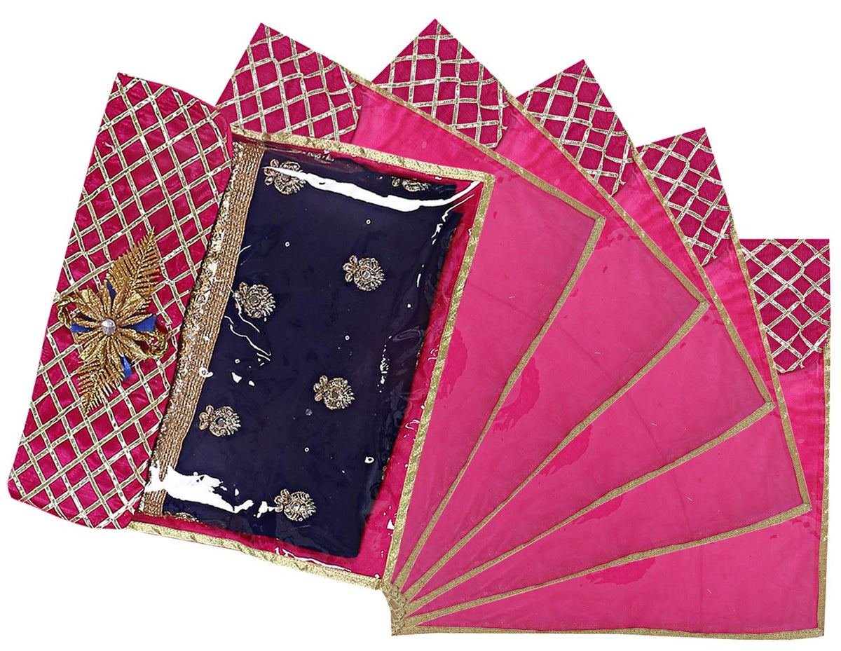 Kuber Industries Silk 6 Pieces Single Packing Saree Cover (Pink) -CTKTC7183