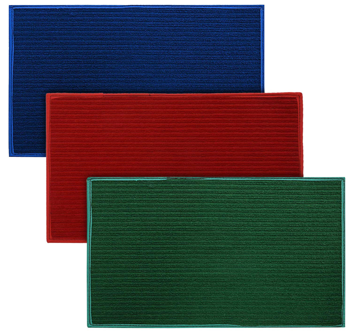 Kuber Industries Microfiber Anti Slip 3 Pieces Door Mat 14"x21" (Red & Green & Blue)-KUBMART2986