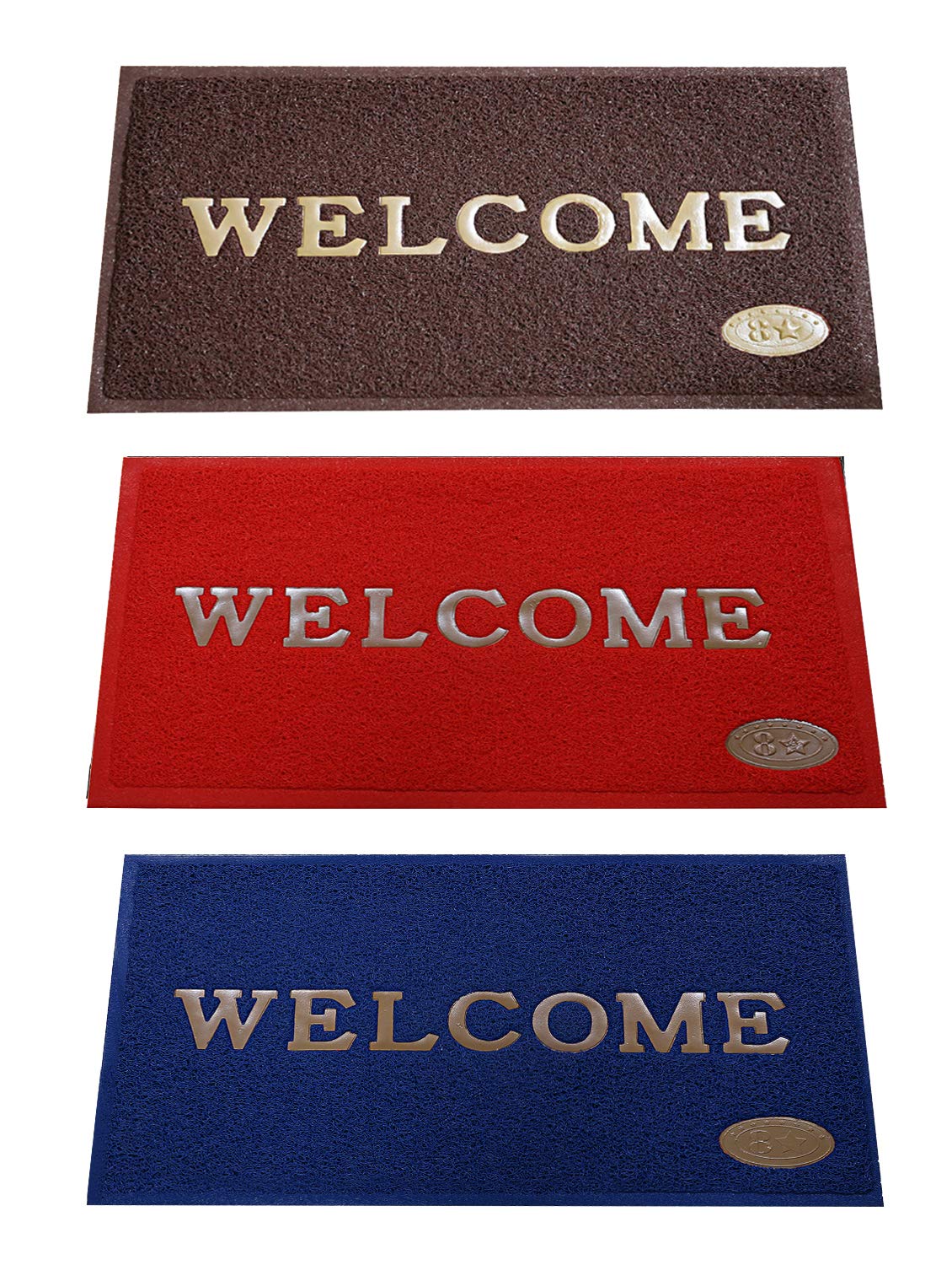 Kuber Industries PVC Anti Skid 3 Pieces Welcome Door Mat (Multi) -CTLTC11199