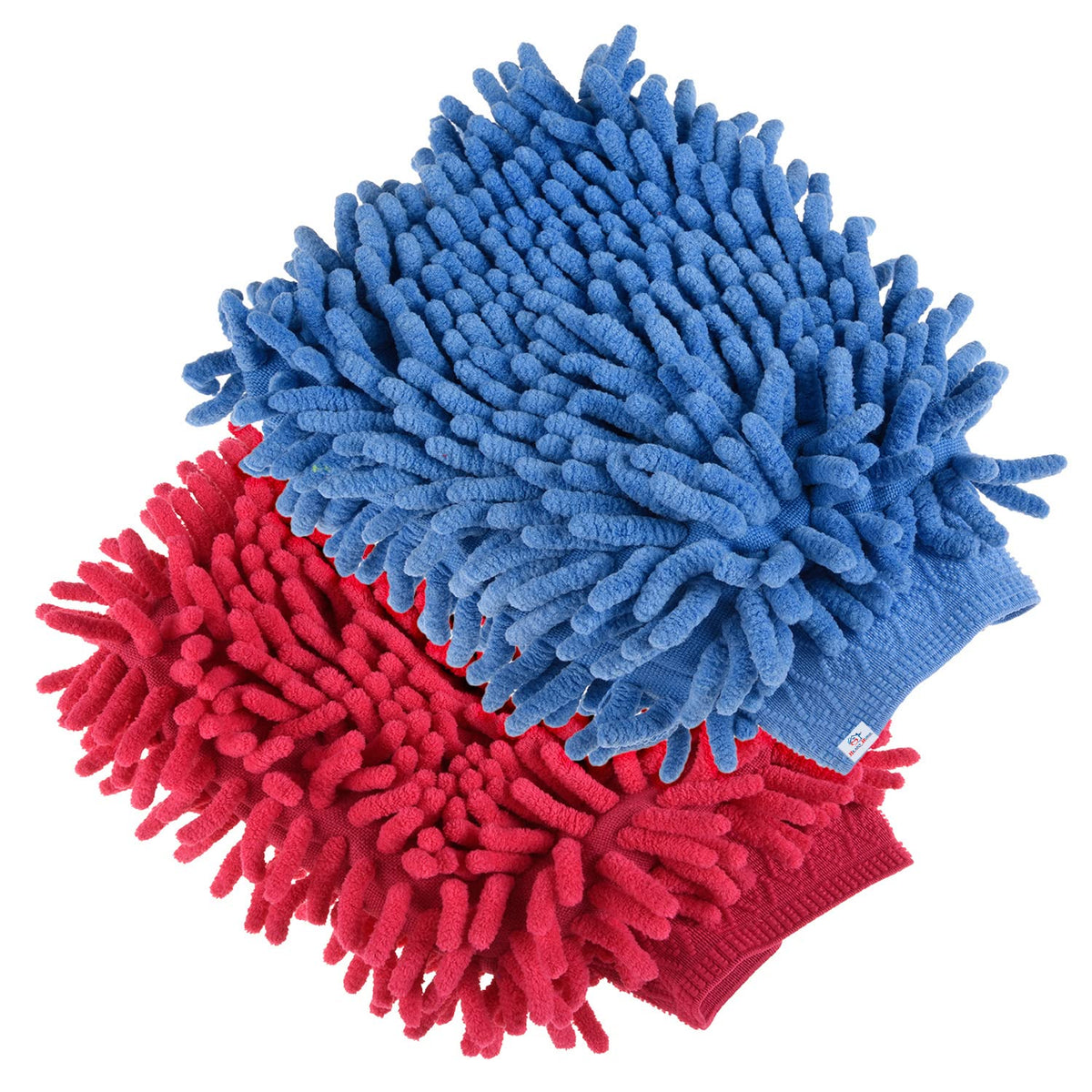 Heart Home Chenille Mitts|Microfiber Cleaning Gloves|Inside Waterproof Cloth Gloves|100 Gram Weighted Hand Duster|Chenille Gloves for Car|Glass|Pack of 2 (Blue & Dark Pink)