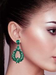 Yellow Chimes Elegant Green Sparkling Crystal Drop Earrings for Women and Girls