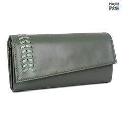 The Clownfish Myra Collection Womens Wallet Clutch Ladies Purse Sling Bag with Card Slots (Olive Green)