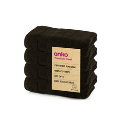 Anko 100% Australian Cotton 700 GSM | Navy Blue Face Towel Set of 4 | 33 x 33 cm | Travel, Gym, Spa, Salon Towel