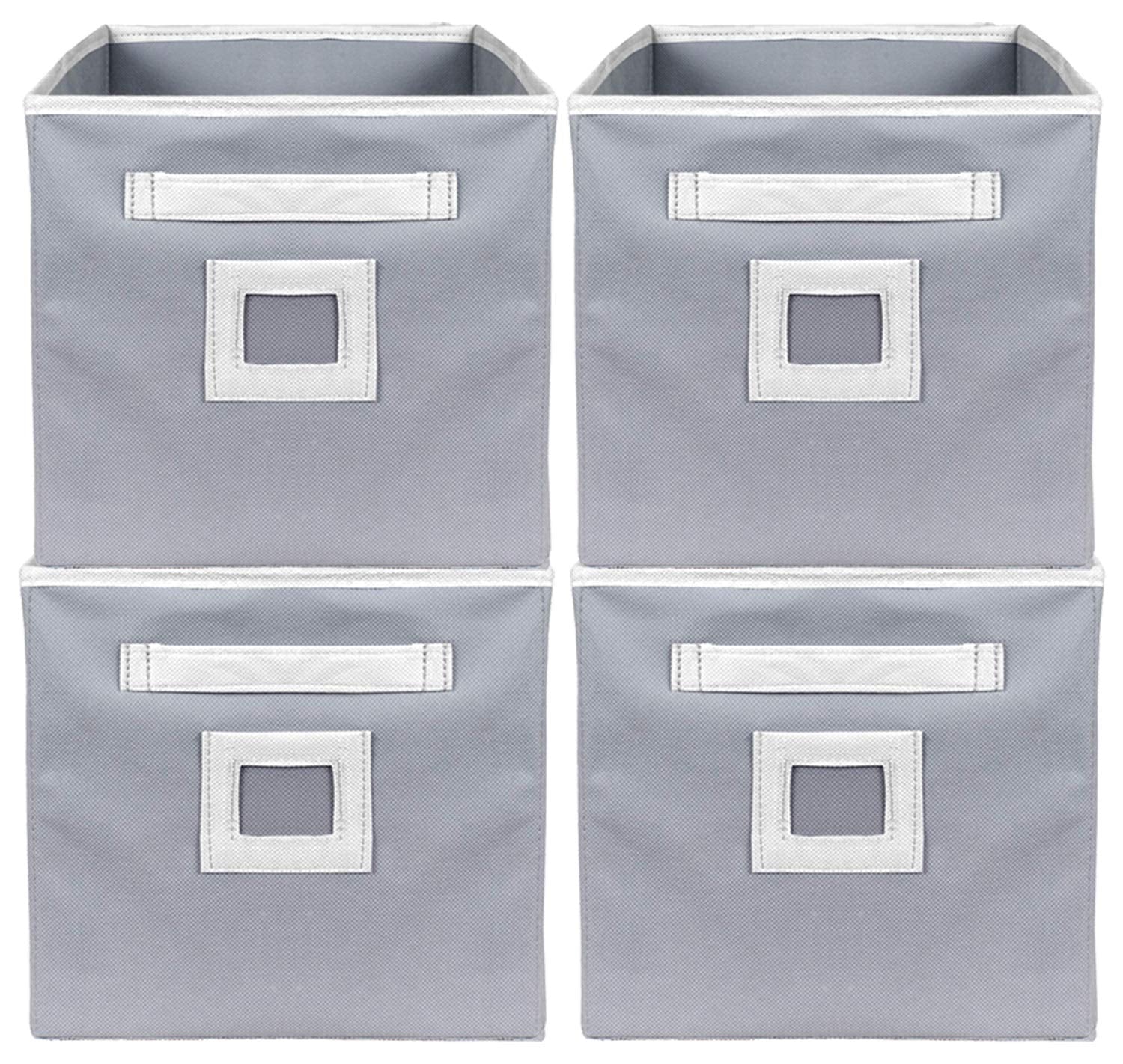 Kuber Industries Non Woven 4 Pieces Large Foldable Storage Organiser Cubes/Boxes (Grey) - CTKTC35811
