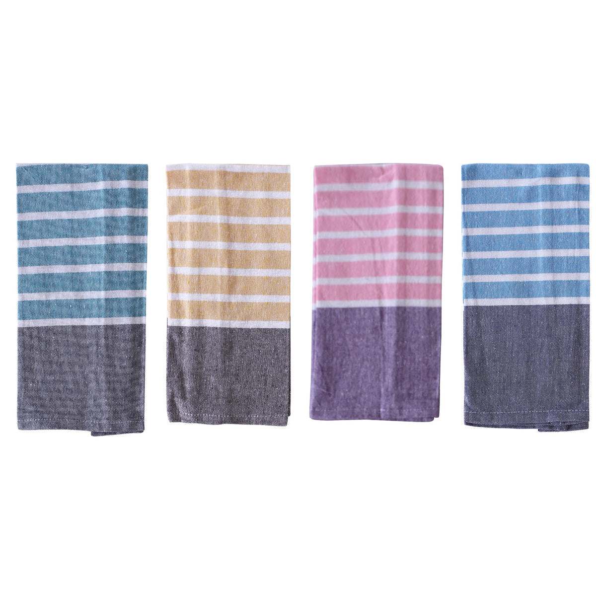 Heart Home Kitchen Towel|Cotton Premium Stripe Design Absorbent Dish Cloth|Antibacterial Hand Napkins Perfect for Kitchen Cleaning Set of 4 (Multicolor)