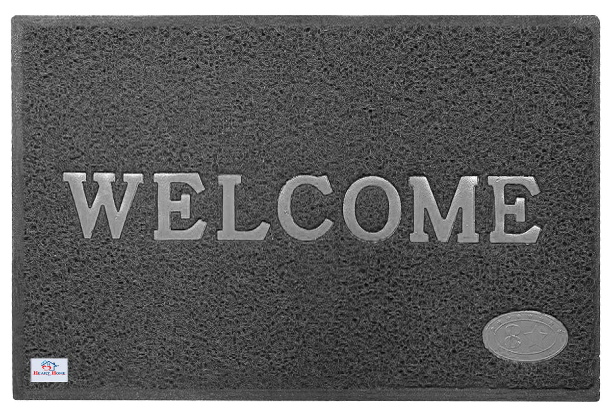 Heart Home Rubber Anti Slip Welcome Door Mat for Home Entrance, Office, Shop (Grey)-HHEART15374