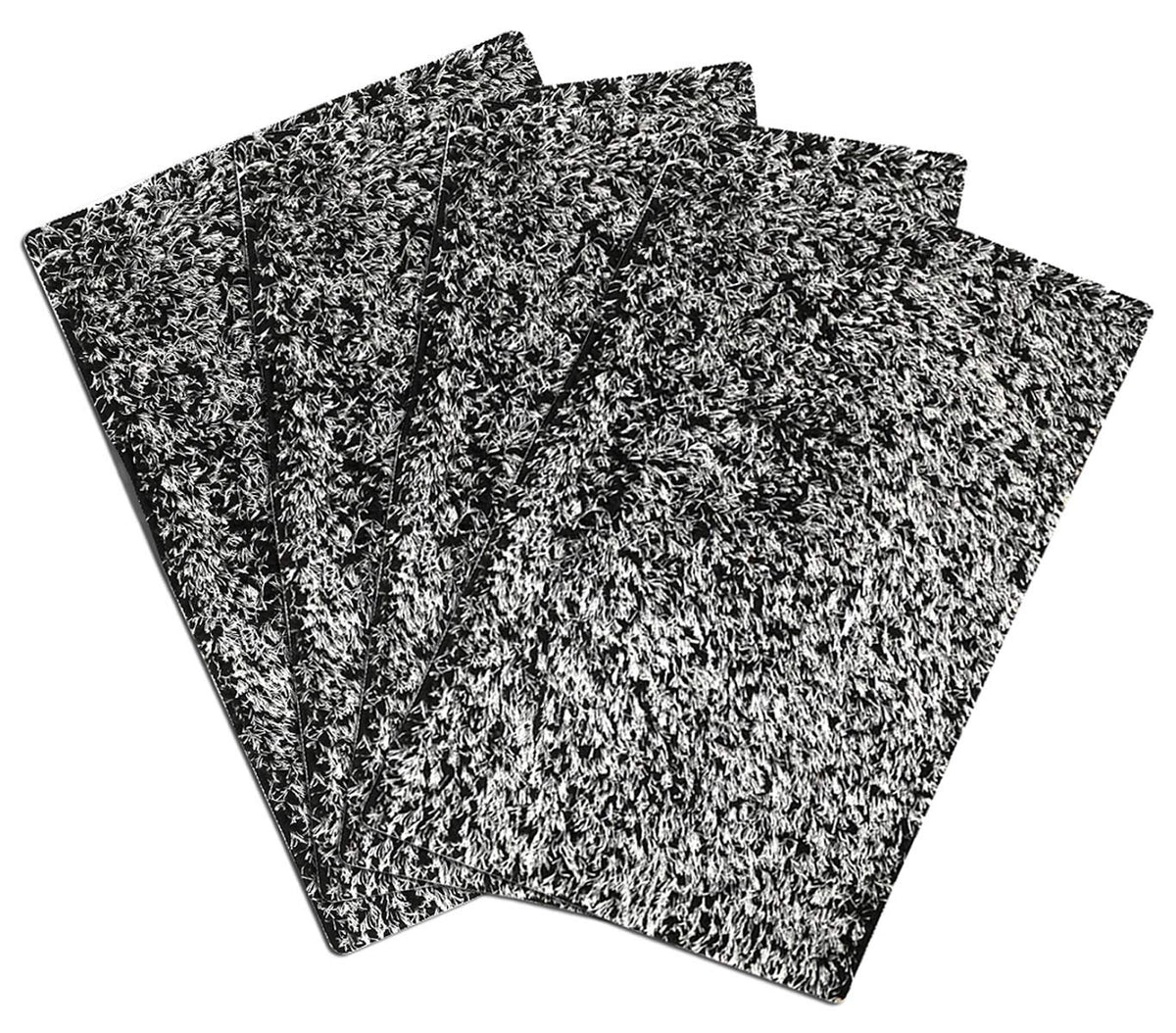 Kuber Industries Shaggy Velvet Anti Slip 4 Pieces Door Mat 16"x24"(Black) CTKTC33413