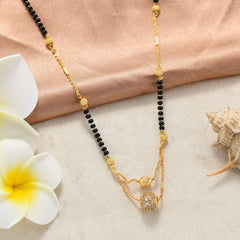 Yellow Chimes Combo of 2 PCs Ethnic Traditional Gold Plated Black Beads Mangalsutra Pendant Necklace for Women and Girls