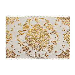 Kuber Industries Floral Design Virgin Microfibre Viny Soft Fabric 6 Pieces Dining Table Placemat Set (CTKTC045900, Cream, Polyester)