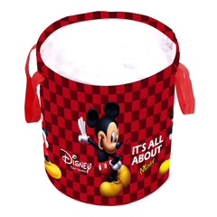 Kuber Industries Disney Print Round Non Woven Fabric Foldable Laundry Basket, Toy Storage Basket, Cloth Storage Basket with Handles,45 LTR (Set of 2, Red & Maroon)-KUBMART11679, Standard