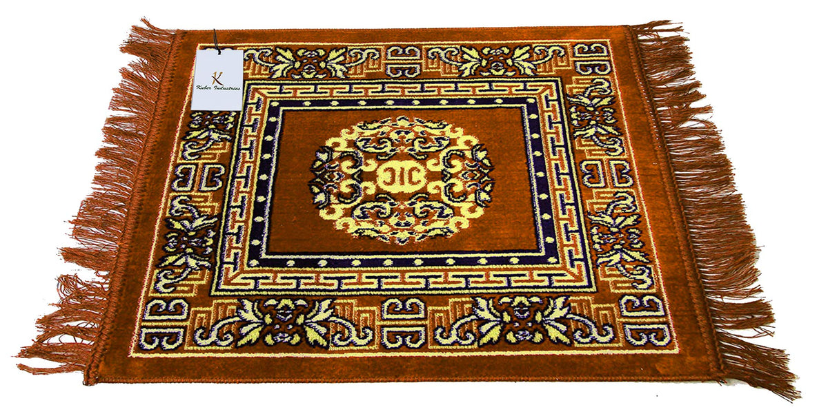 Kuber Industries CTKTC33919 Velvet Prayer Multipurpose Rug Mat (2 ft X 2 ft, Gold)