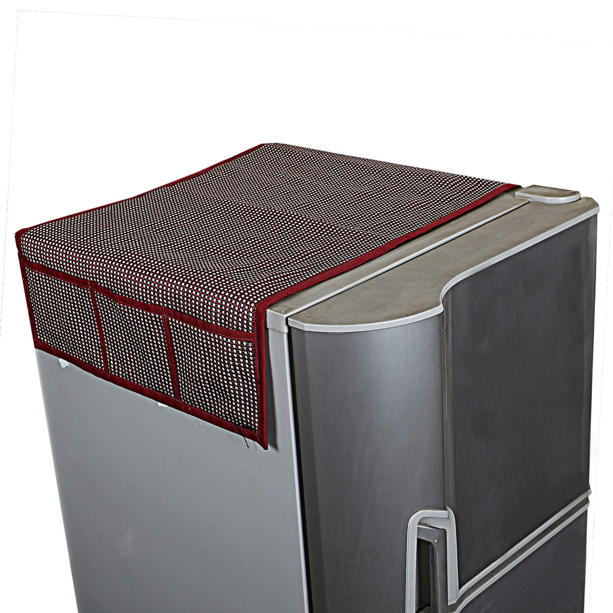 Kuber Industries Patch Design Cotton Fridge Top Cover - Maroon