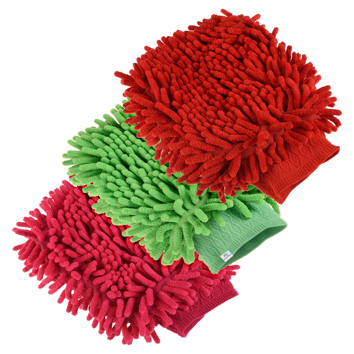 Heart Home Chenille Mitts|Microfiber Cleaning Gloves|Inside Waterproof Cloth Gloves|100 Gram Weighted Hand Duster|Chenille Gloves for Car|Glass|Pack of 3 (Multicolor)