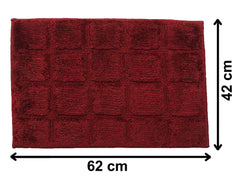 Kuber Industries Square Design Soft, Lightweigth Velvet Doormat/Floor Mat, Pack of 2 (Maroon)