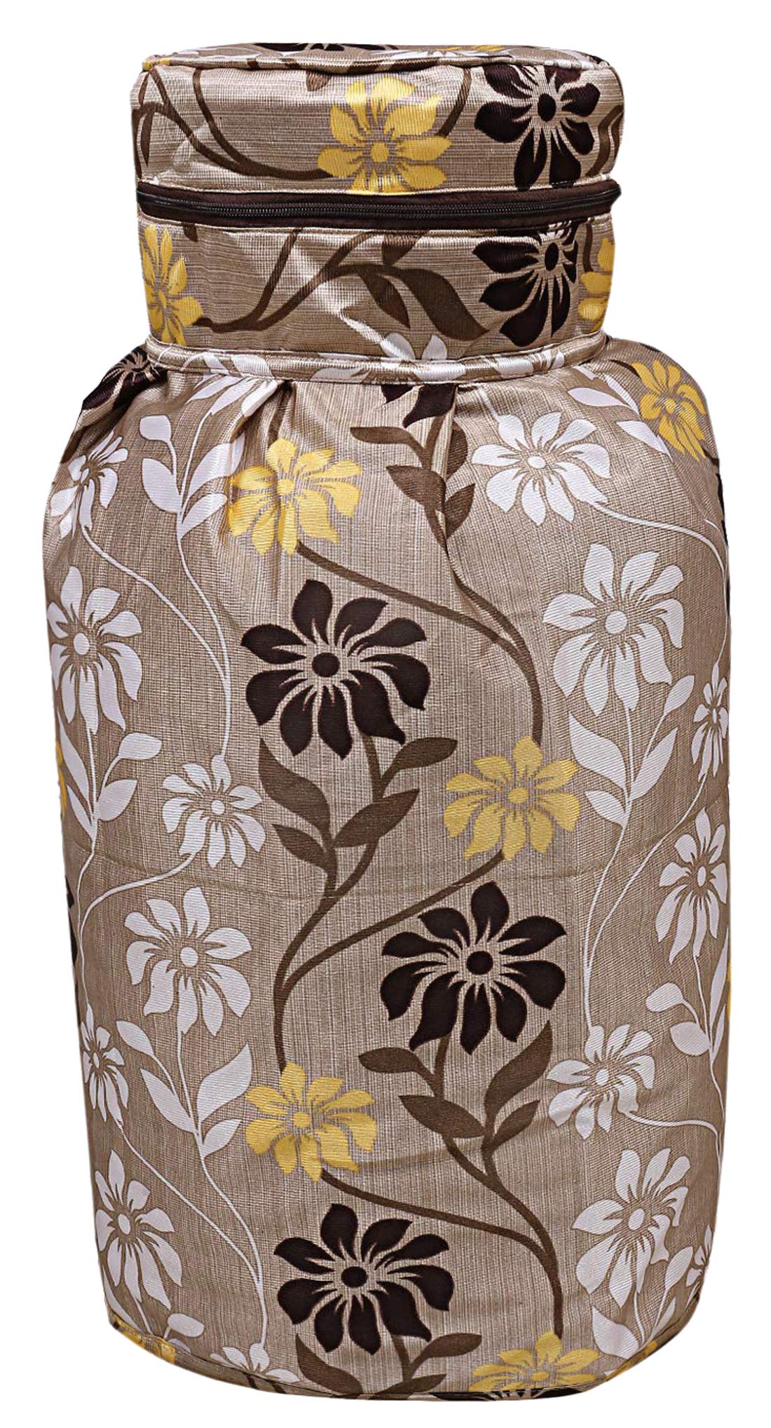 Kuber Industries Polyester Floral Print Zippered Propane Tank Cover/LPG Gas Cylinder Cover (Green)-KUBMART15487