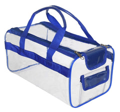 Kuber Industries Transparent Cosmetic Bag, Shoes Bag,Travel Toiletry Bag, with Sturdy Zipper and External Pocket-Set of 2 (Large & Small) (Blue)