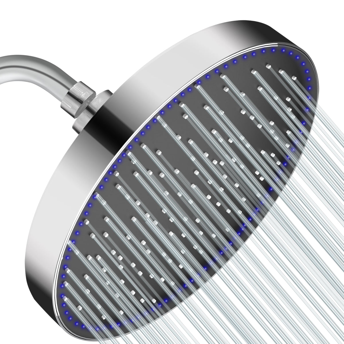 Plantex ABS Round Rain Shower Head for bathroom with LED/360° Rotatable Shower Head for bathroom/Pressurized Shower Head/Showers for bathroom-(Chrome)