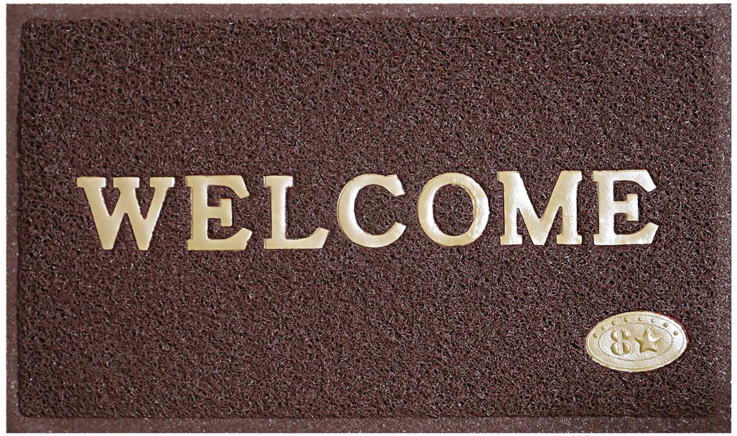 Kuber Industries Printed Welcome Door Mat|Strong PVC Material & Solid Print|Anti-Skid & Water Proof|Size 58 x 38 (Brown)