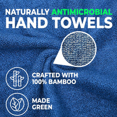 The Better Home 600GSM 100% Bamboo Hand Towel | Anti Odour & Anti Bacterial Bamboo Towel | Ultra Absorbent & Quick Drying Hand & Face Towel for Men & Women (Pack of 2, Blue)