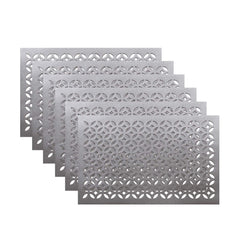Kuber Industries PVC Soft leather 6 Pieces Dining Table Placemat Set (Silver) -CTLTC11343