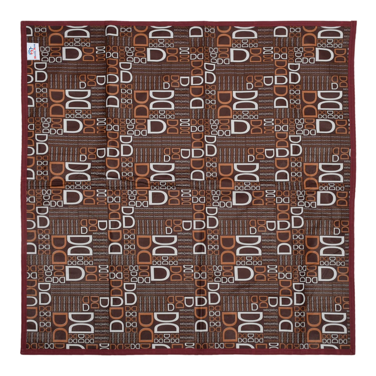 Heart Home Square D Print Both Sided Bed Server Food Mat (Brown)
