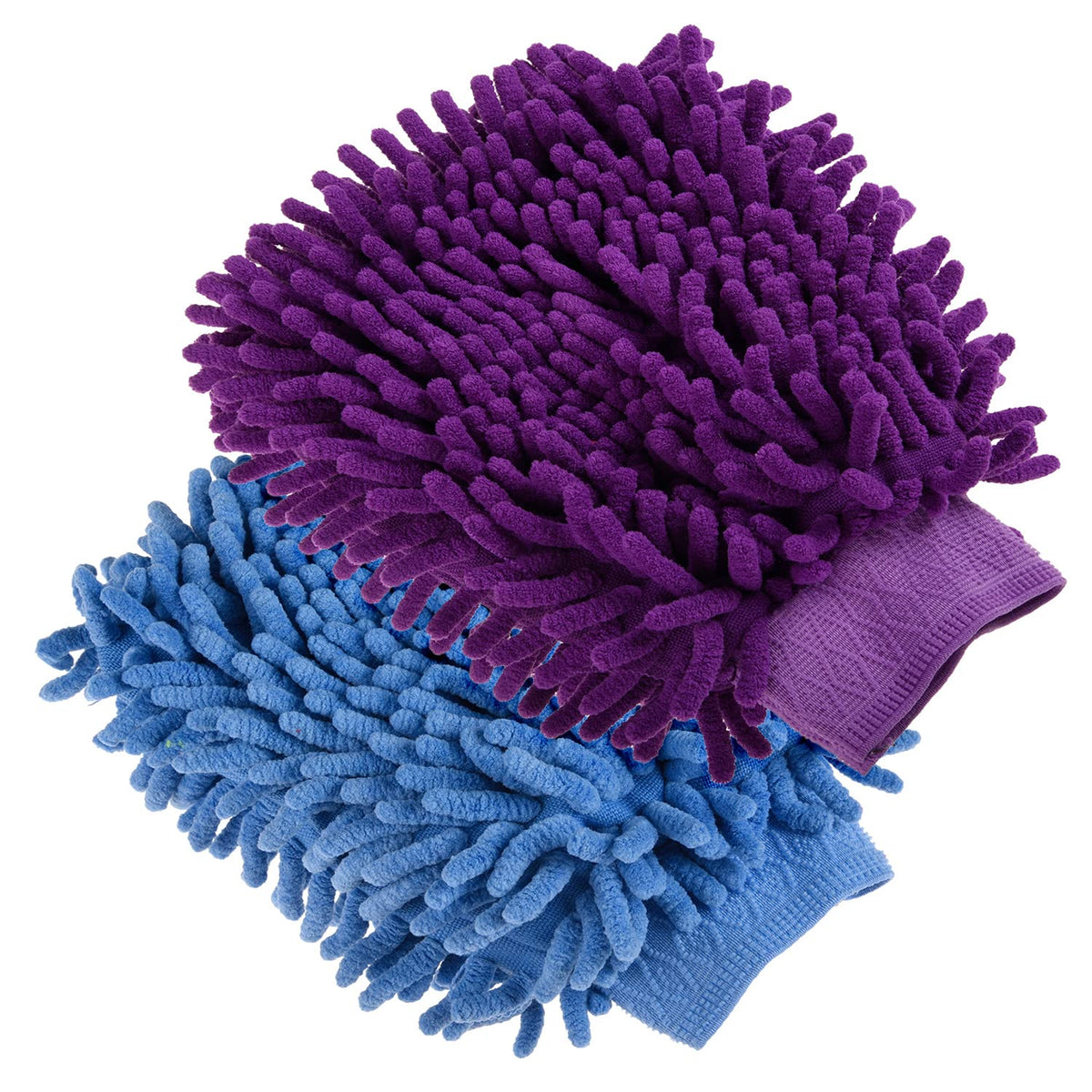 Kuber Industries Chenille Mitts|Microfiber Cleaning Gloves|Inside Waterproof Cloth Gloves|100 Gram Weighted Hand Duster|Chenille Gloves for Car|Glass|Pack of 2 (Purple & Blue)
