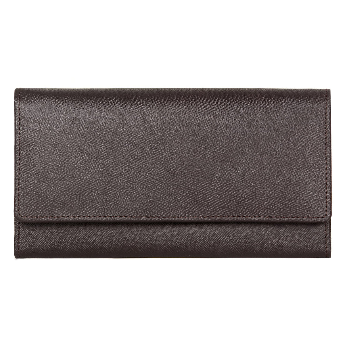 The Clownfish Jenessa Collection Genuine Leather Womens Wallet Clutch Ladies Purse with Multiple Card Slots & ID Card Window (Dark Chocolate Brown)