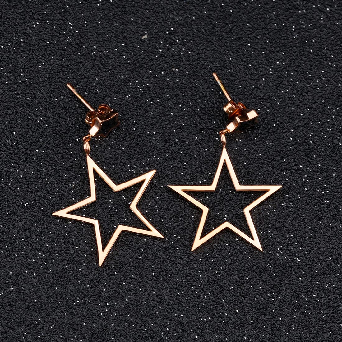 Yellow Chimes Drop Earrings for Women Rose Gold Plated Stainless Steel Star Shaped Statement style Drop Earrings for Women and Girls