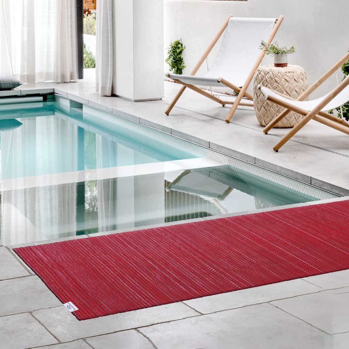 Heart Home Rubber Waterproof Anti-Skid Swimming Pool Mat|Shower Mat|Rainmat for Entrance Area,Bathroom,2 x 8 Feet (Red)