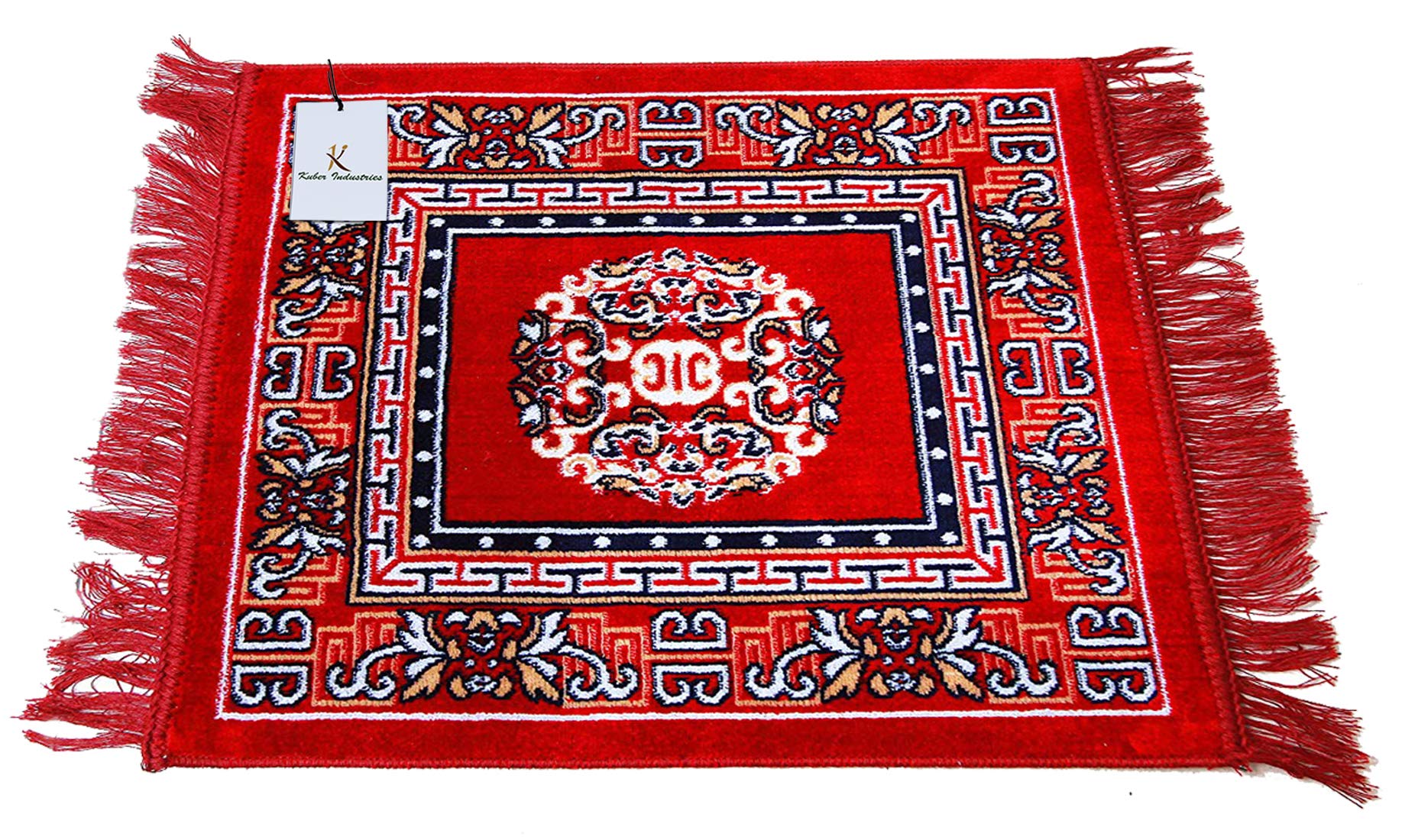 Kuber Industries Velvet Aasan Pooja Meditation Multipurpose Velvet Rug Prayer Mat (CTKTC33932, Red, 2x2 ft), 2 Pieces