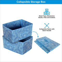 Homestic Pack of 4 Foldable Storage Box|Drawer Wardrobe Organizer for Clothes| Closet Organizer for clothes, Toys, Books|Sturdy built with Reinforced Handle|Basket Bins Container|Blue & Red|