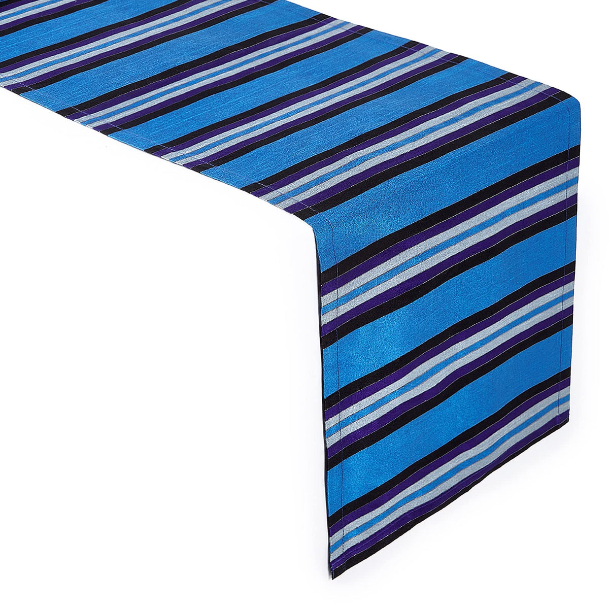Encasa Table Runner, Poly-Silk Dupion with Fancy Stripes, 4 Seater Dining Table of Size (32x150 cm13 x59), Decorative Cloth for Party, Home, Cafes, Hotels - Washable - Coffee Stripes