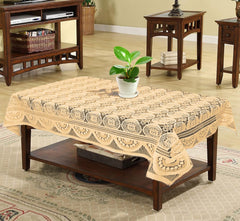 Kuber Industries Circle Printed Cotton 4 Seater Center Table Cover,40"x60" (Cream)-44KM07