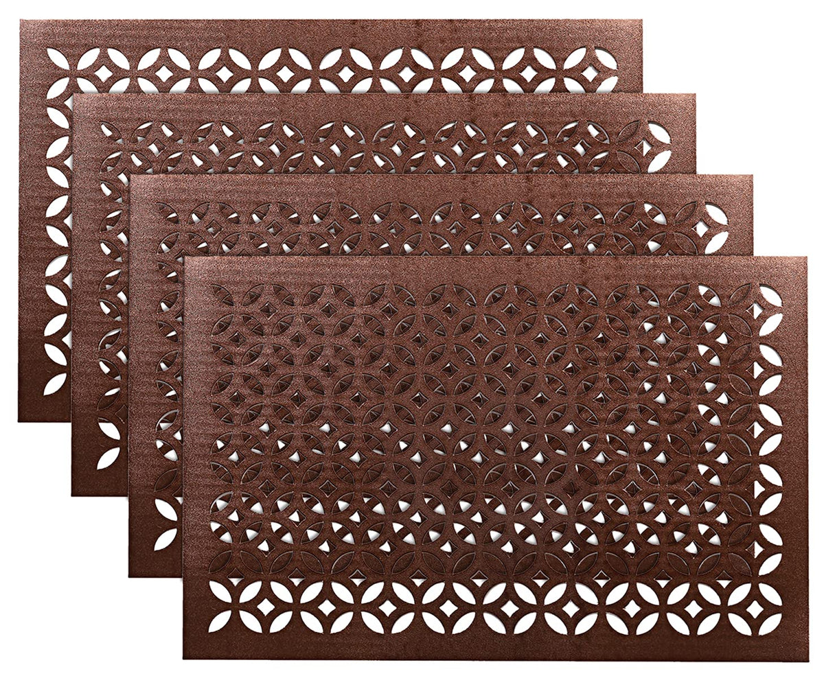 Kuber Industries Rectangular Soft Leather Table Placemats, Set of 4 (Copper), Standard (HS39KUBMART021919)