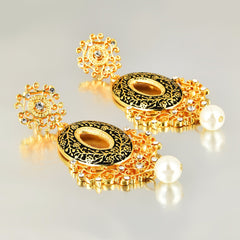 Yellow Chimes Meenakari Work Rajwada Traditional Chandbali Earrings for Women & Girls