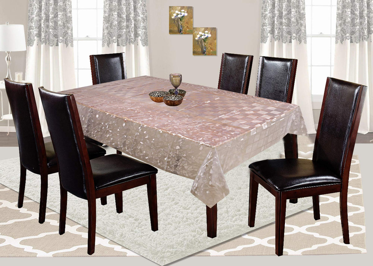 Kuber Industries Stone Design PVC 6 Seater Dining Table Cover (Transparent), CTKTC13880