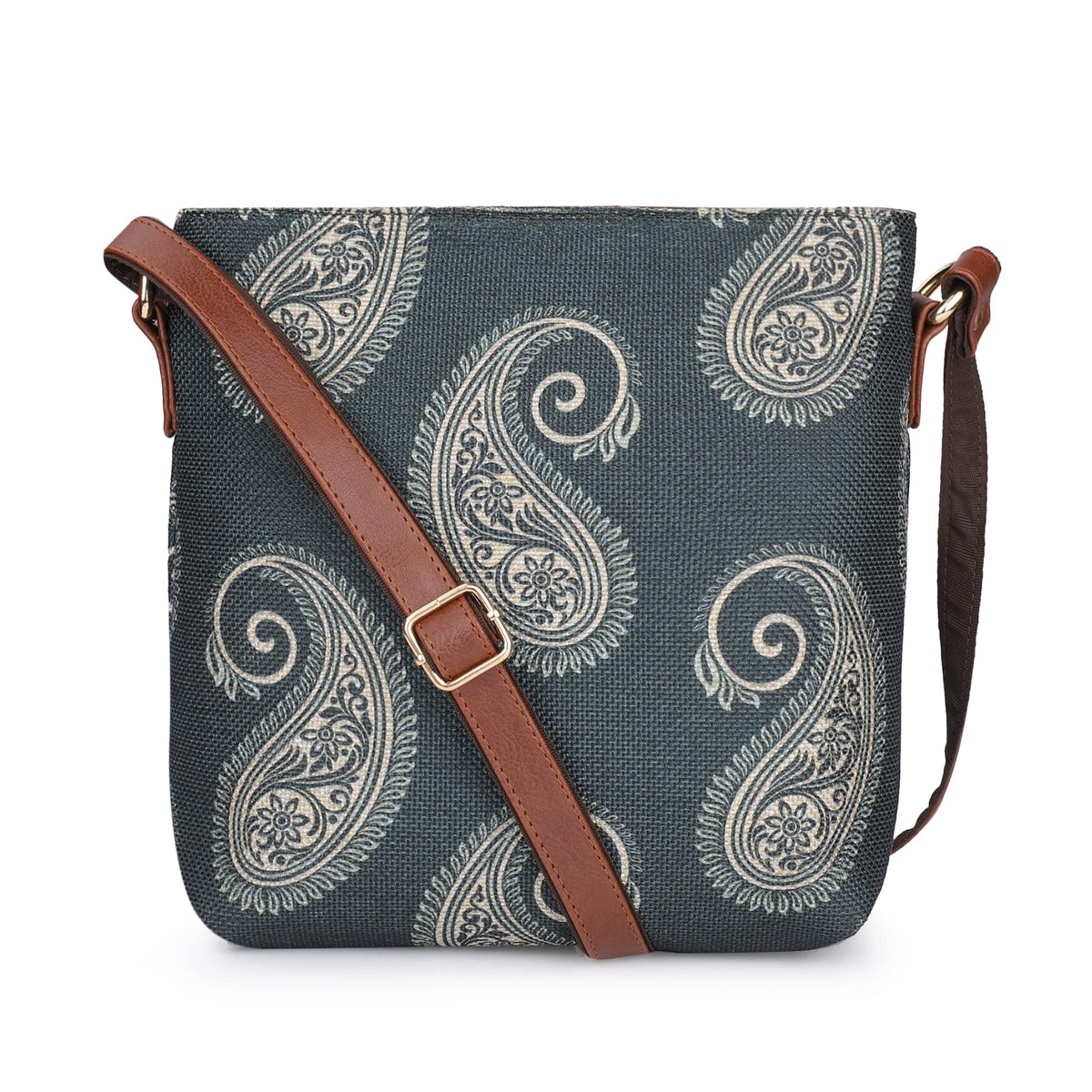 THE CLOWNFISH Aahna Polyester Crossbody Sling bag for Women Casual Party Bag Purse with Adjustable Shoulder Strap and Printed Design for Ladies College Girls (Ash Grey)