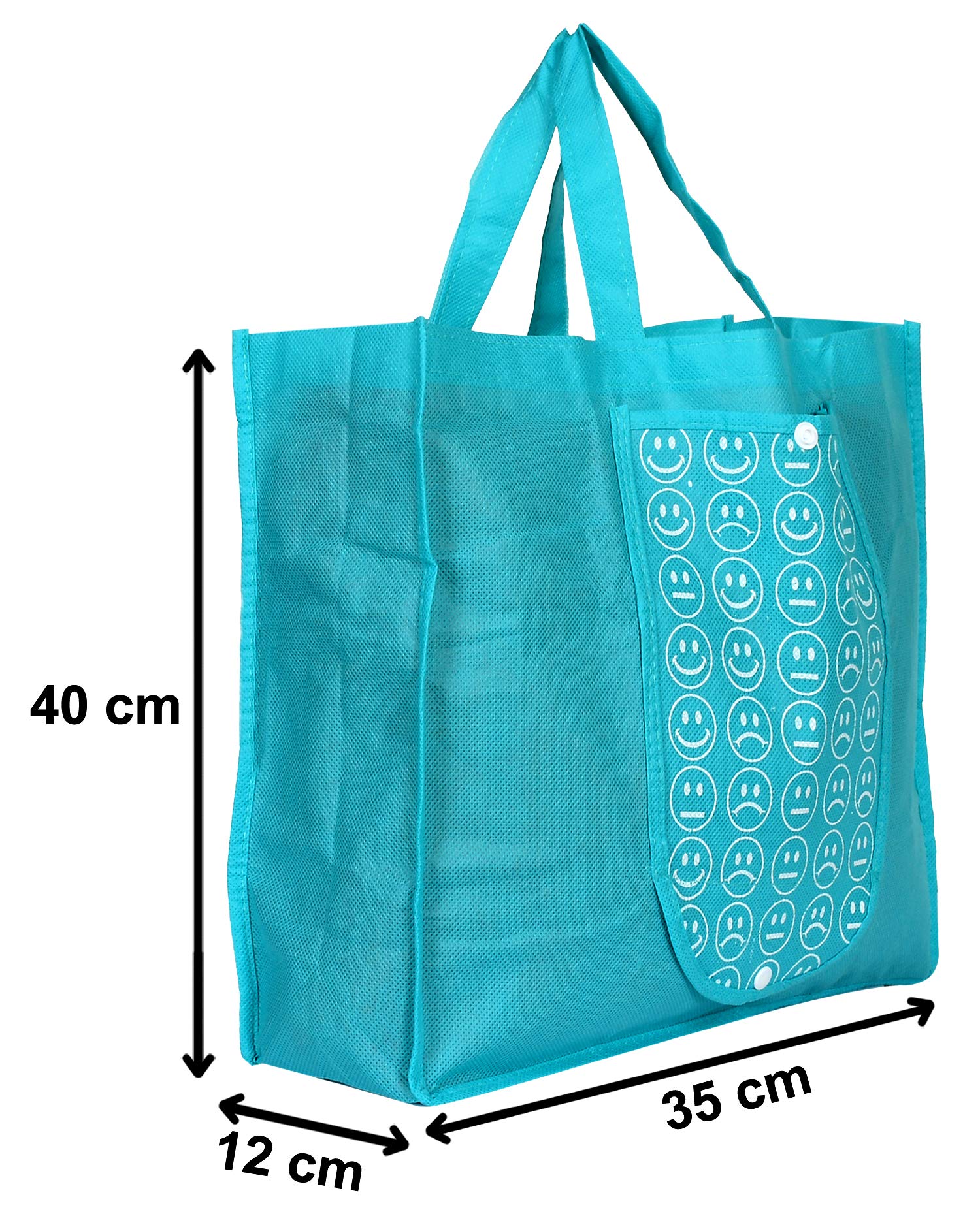 Kuber Industries Shopping Grocery Bags Foldable, Washable Grocery Tote Bag with One Small Pocket, Eco-Friendly Purse Bag Fits in Pocket Waterproof & Lightweight (Blue) (HS_36_KUBMART018731)