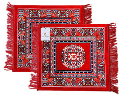 Kuber Industries Velvet Aasan Pooja Meditation Multipurpose Velvet Rug Prayer Mat (CTKTC33932, Red, 2x2 ft), 2 Pieces