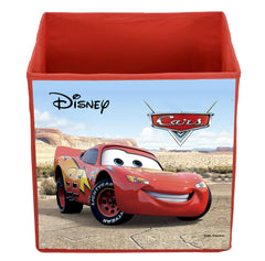Kuber Industries Disney Cars Print Non Woven Fabric Foldable Cube Toy, Books, Cloth Storage Box Wardrobe Organiser with Handle (Brown, Large, 2 Pieces KUBMART02326)