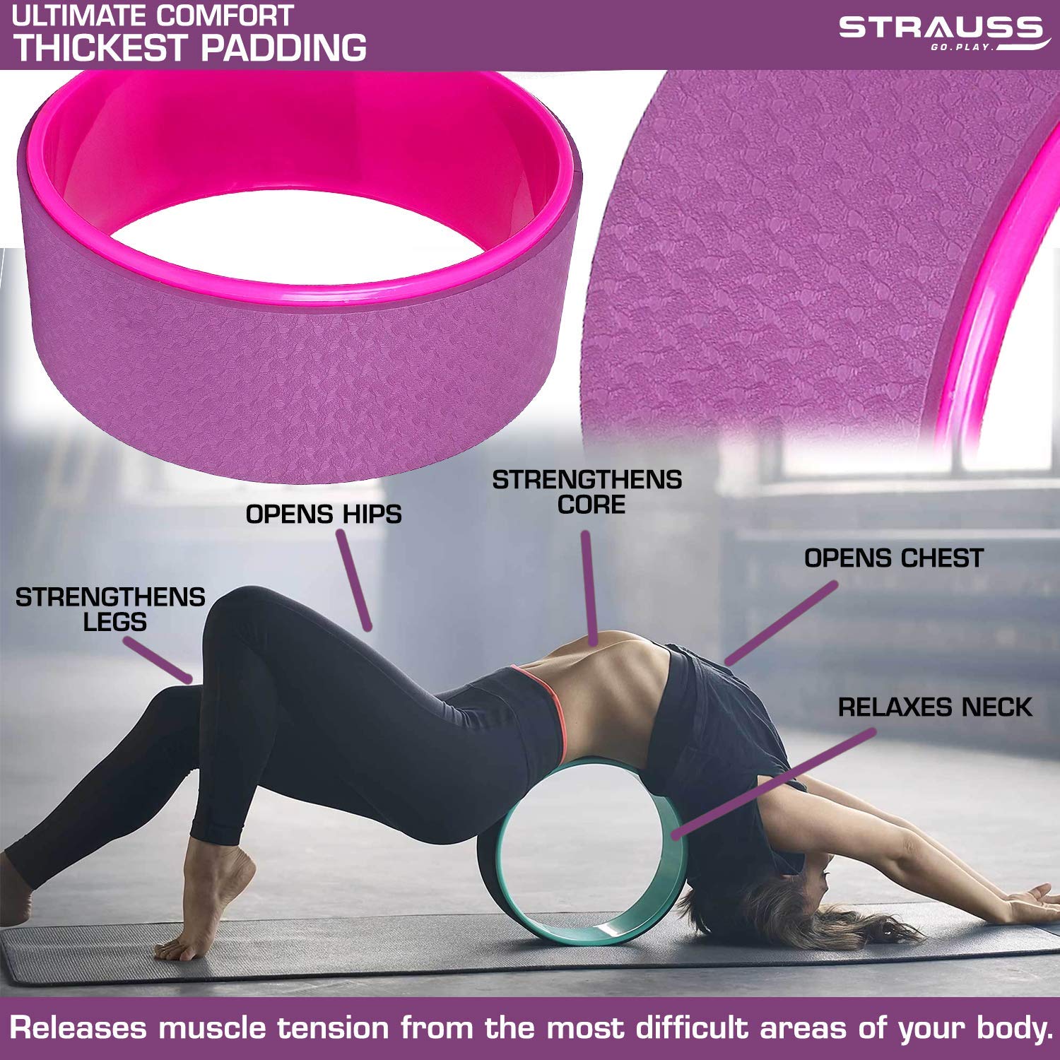 Buy Strauss Purple Plastic Yoga Wheel Online at Best Prices in