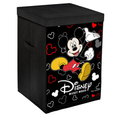 Kuber Industries Disney Mickey Mouse Print Non Woven Fabric Foldable Laundry Organiser with Lid & Handles (Black)-KUBMART3454