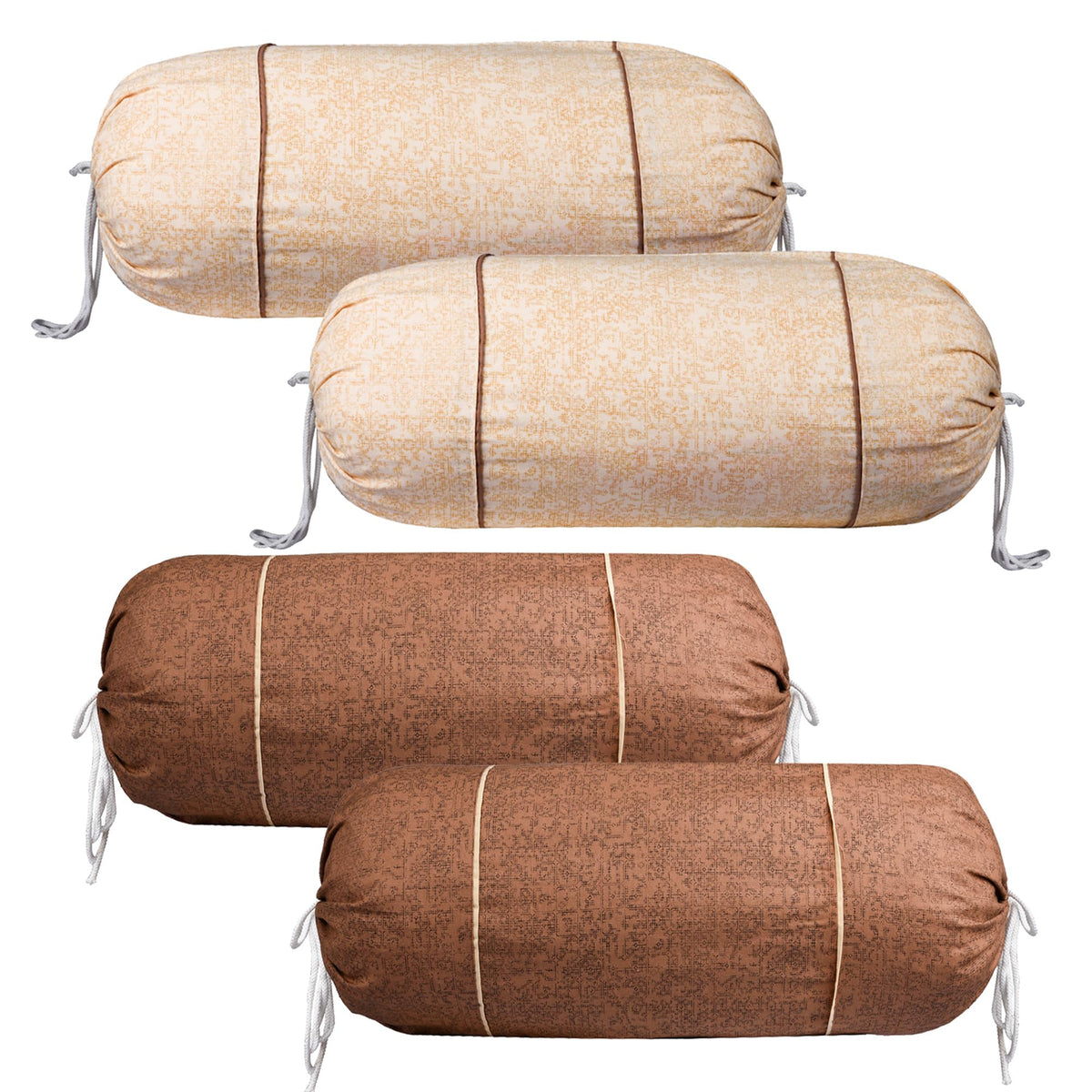 Kuber Industries Bolster Covers | Cotton Bolster Cover Set | Diwan Bolster Cover Set | Bolster Pillow Cover | Khakhi Printed Masand Cover | 16x32 Inch | Pack of 4 | Multicolor