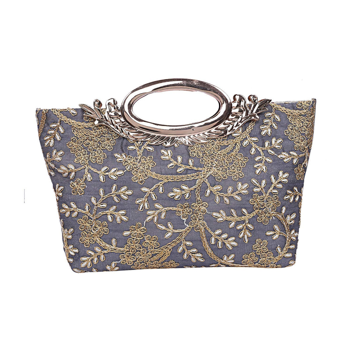 Heart Home Women's Silk Clutch Handbag (Grey) - CTHH11276