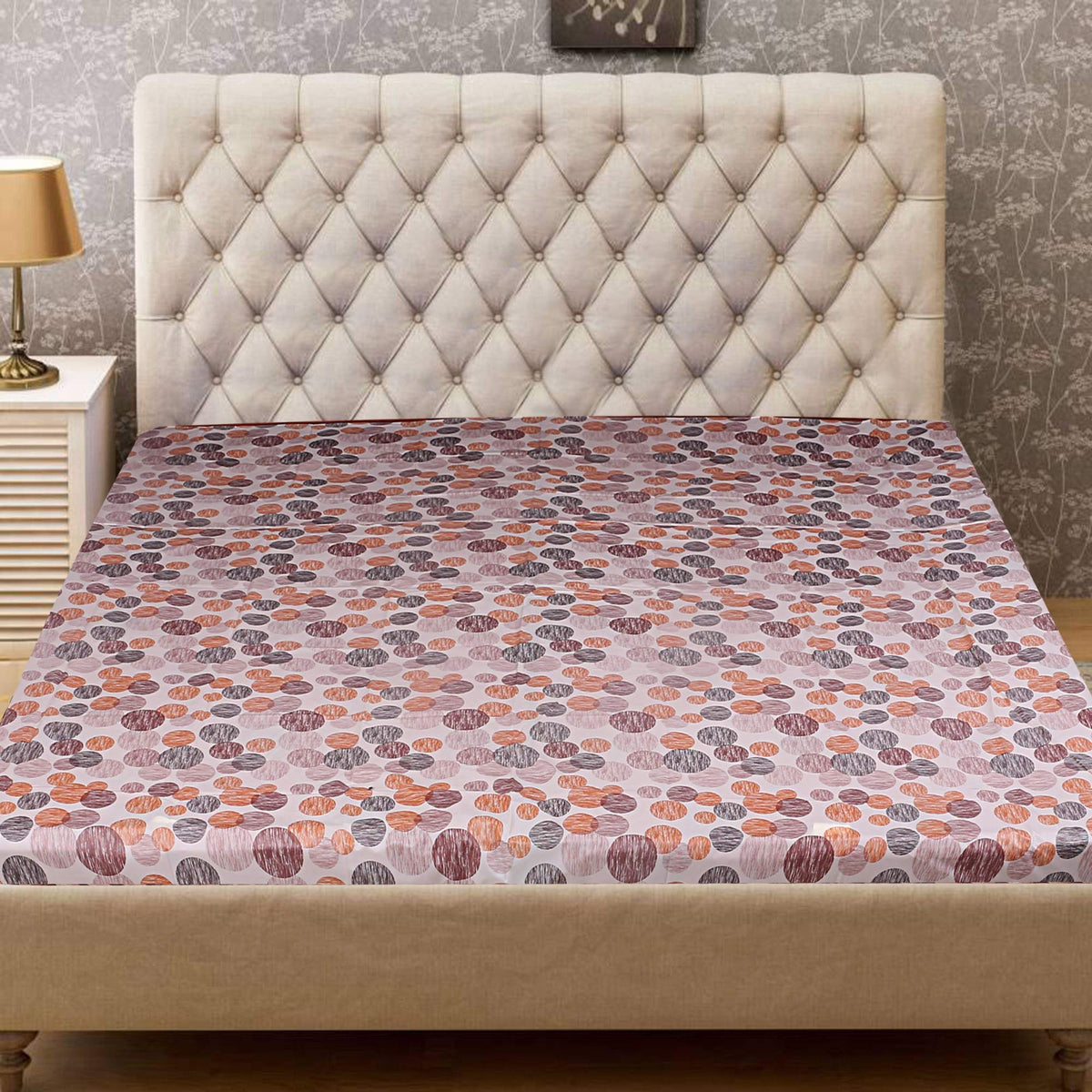 Kuber Industries Polka Dots Design PVC Waterproof Double Mattress Protector (CTKTC014398, Orange, Standard, 80"x80")